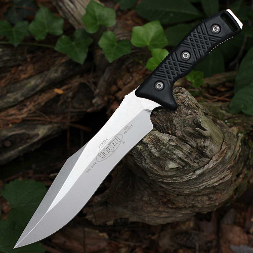 Microtech Arbiter - 8.75"  Bohler M390MK Stonewash Plain Edge Blade, Black G-10 Handle - 104-10