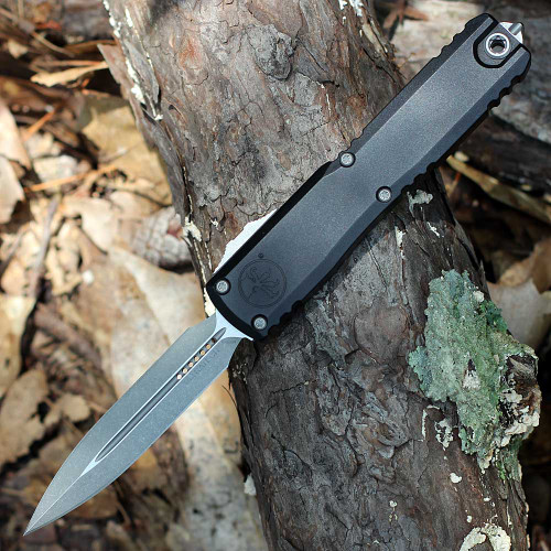 Microtech Ultratech Gen III ZBP - 3.55" Bohler M390MK Apocalyptic Plain Edge Dagger Blade, Black Mil-Spec Hardcoat Aluminum Handle - 1122-10AP