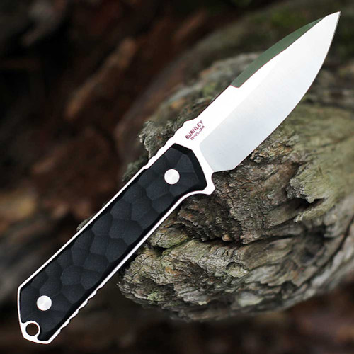 Boker Germany Kiboku 120516 RWL-34 Damasteel two-tone drop point — spine jimpings, swedge, 2.95 in, 0.12 in thick, 62 HRC plain edge