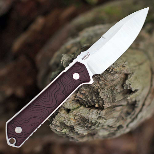 Boker Germany Kiboku 120575 red Richlite Topo handle — 3D topography contour surface, screw-fastened interchangeable scales, full-tang