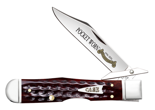 Case Cheetah Cub 55236 — 2.58" Tru-Sharp stainless mirror polish clip point, pocket worn mahogany corn cob jig bone handle, nickel silver shield
