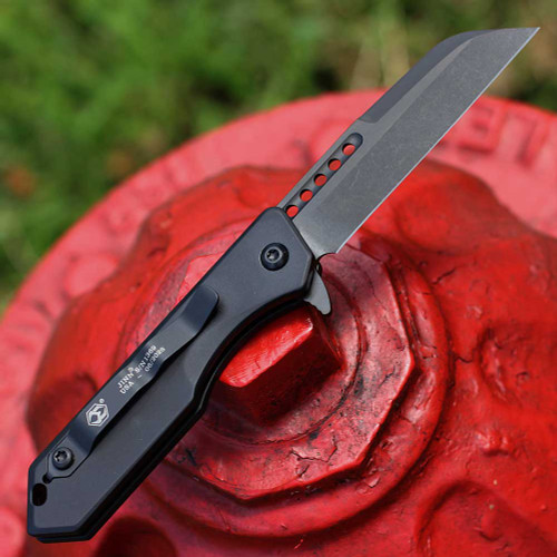 Heretic Jinn Manual H213-6A-T CPM MagnaCut DLC Black Wharncliffe — hollow grind, 3.00 in, 0.088 in thin, plain edge, Battleworn finish