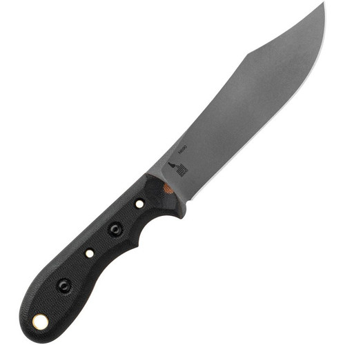 TOPS Badger Creek Bowie TPBRCK01 — full profile, high full flat grind clip point Bowie blade and black canvas Micarta full tang handle