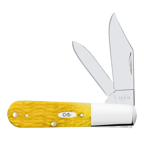 Case Barlow 75313 yellow Platts jig bone handle closed, spear pen blade folding knife