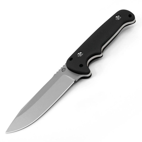 Maserin Colt Outback fixed blade knife (MAS926G10N) shown against a plain background, featuring a textured black G10 handle with a two-branch symmetrical guard, a 5.51-inch stonewashed drop point blade in Böhler N690 steel