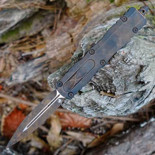 Microtech Dirac D/E Signature Series "Plague Outbreak" OTF - 2.88" M390MK Double Edge Dagger Blade, Distressed Green/Red Aluminum Handle - 225-1PLOBS