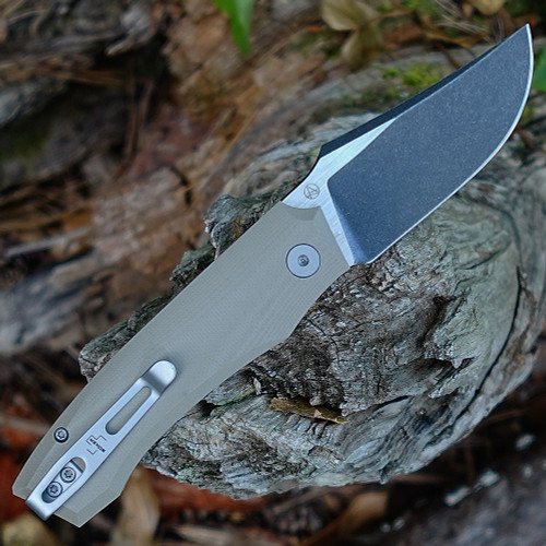 Boker Plus Kazy 01BP0068 Nitro-V black oxide harpoon — 2.64 in, 0.13 in thick, two-tone finish, plain edge, ball-bearing pivot