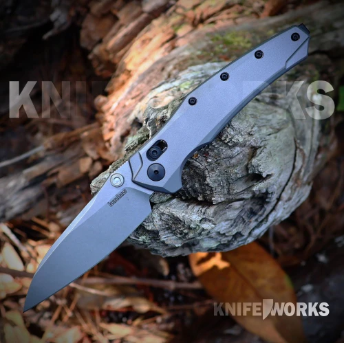 Kershaw Bareknuckle DuraLock - 3.5" CPM MagnaCut Stonewash Plain Edge Modified Sheepsfoot Blade, Gray Aluminum Handle - 6777GRYSW