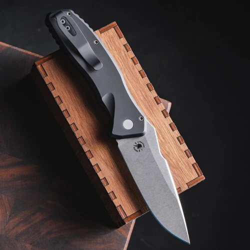 Pro-Tech Pallas Auto MagnaCut Stonewash Clip Point Blade Open Detail View