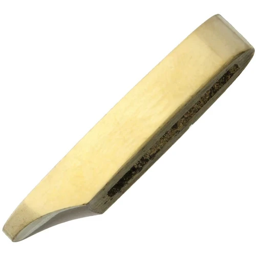 The Brass Guard (BL011G) shown as a 1.63-inch solid brass component, machined for use in custom fixed blade knife builds.