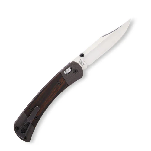 Buck 110 Crossbar Elite 0110BRS18-B MagnaCut Satin Clip Point Blade Open Detail View