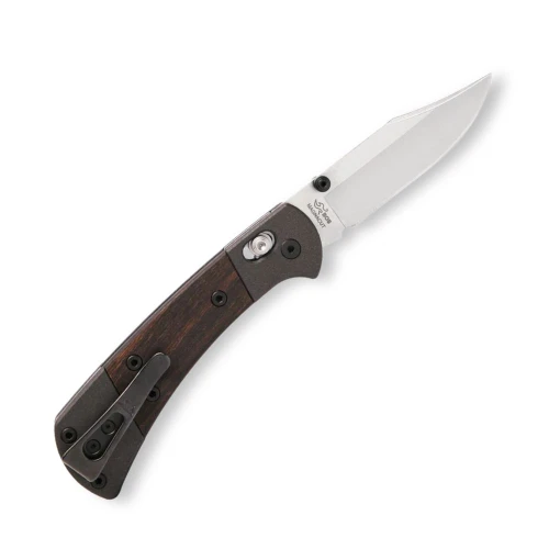 Buck 112 Crossbar Elite 0112BRS18-B MagnaCut Satin Clip Point Blade Open Detail View