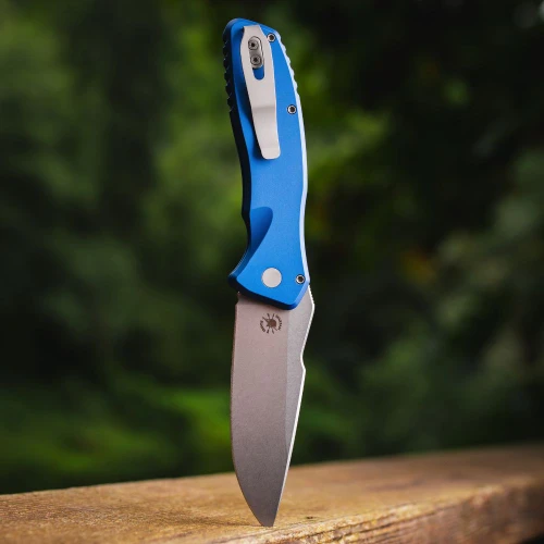 Pro-Tech Pallas Auto SB1101-Blue MagnaCut Stonewash Clip Point Blade Open Detail View