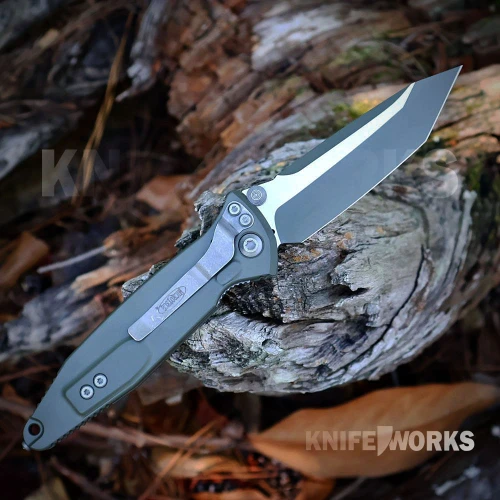 Microtech SOCOM Elite 161-1MG-C21Z13 Bohler M390MK Moss Green Tanto Blade Open Detail View