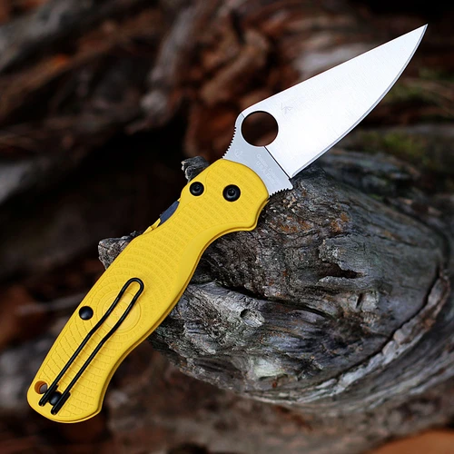 Spyderco PM2 Lightweight Salt C81PYL2 CPM MagnaCut — 3.47 in, 0.145 in thick, full-flat grind, satin, PlainEdge, 8.29 in overall
