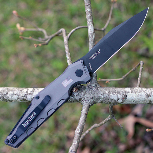 Kershaw Launch 7 Automatic Knife (7900GRYBLK)- 3.75" Black CPM-154 Drop Point Blade, Gray Aluminum Handle