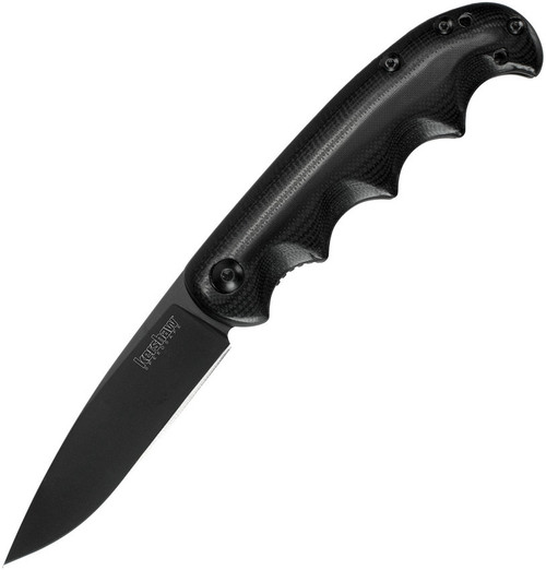 Kershaw AM-5 Assisted Opening Knife (2340)- 3.25" Black 8Cr13MoV Drop Point Blade, Black G-10 Handle