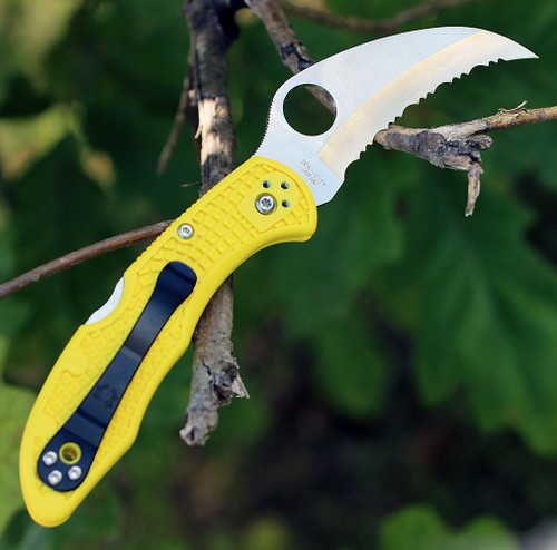 Spyderco Dragonfly2 Hawkbill Salt C28SYL2HB, 2.3 in. H-1 Serrated