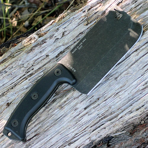 Expat Cleaver 1095 Black Oxide Blade Open Detail View