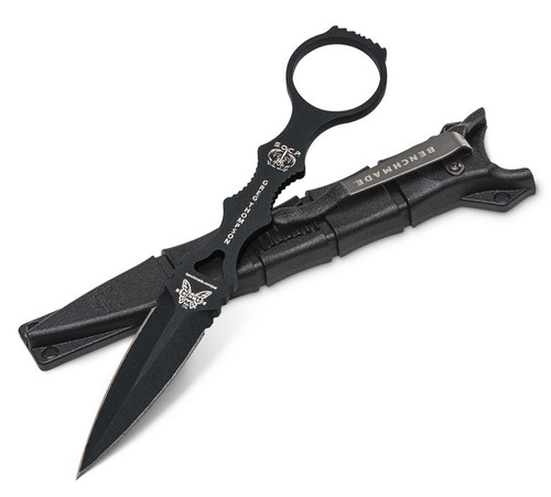 Benchmade SOCP Dagger Knife w/ Red Trainer Blade, 176BK-COMBO, 3.22 in. 440C Steel Black Dagger, Black Sheath