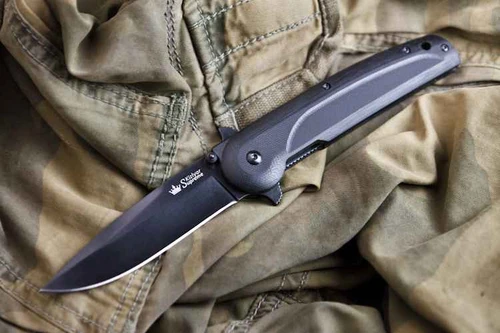 Kizlyar Supreme Biker X Folder, Black Aus-8, Black G-10 Handle