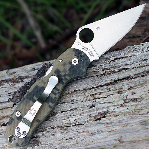 Spyderco Para 3 G-10 Digital Camouflage C223GPCMO, 2.95" CPM S45V Plain Blade