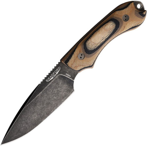 Bradford Guardian4 – 4.75" Nimbus Bohler N690 Blade, Camo G-Wood Handle, Leather Sheath