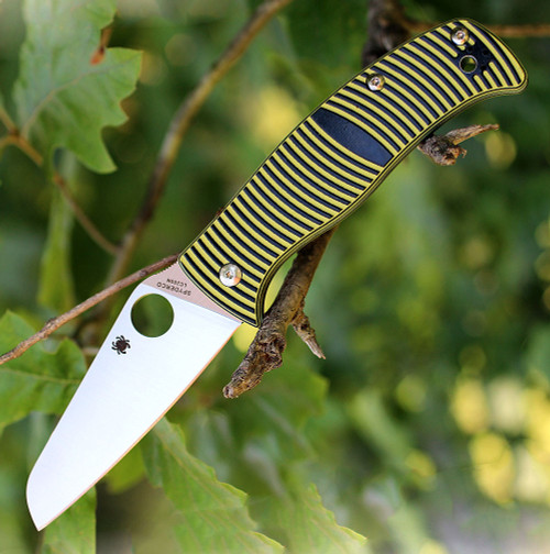 Spyderco Caribbean Sheepfoot G-10 Yellow/Black C217GPSF, 3.70" LC200N Plain Blade