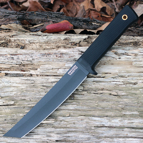 Cold Steel Recon Tanto (CS49LRT) 7" SK-5 Black Tanto Plain Blade, Black Kray-Ex, Black Secure-Ex Sheath