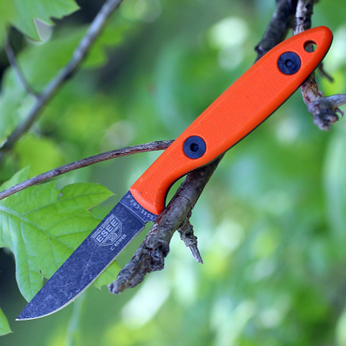 ESEE-Camp Lore CR2.5 Fixed Blade Knife (ESEE-CR2.5-OR)- 2.50" Tumbled Black 1095 Drop Point Blade, Orange G-10 Handle
