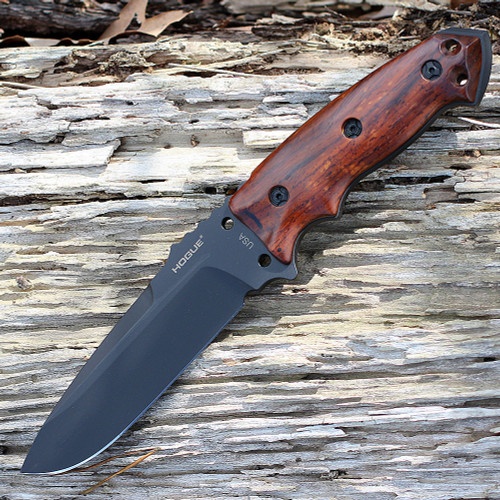 Hogue EX-F01 (HO35176) 5.5" A2 Tool Steel Black Drop Point Plain Blade, Cocobolo Wood Handle, Black Ballistic Nylon Sheath