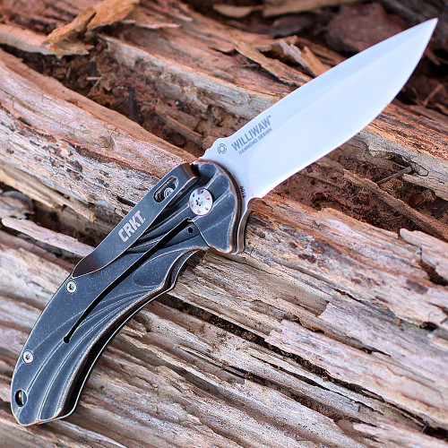 CRKT Williwaw (CR6016) 3.02" 8Cr13MoV Drop Point Plain Blade, Black Stainless Steel Handle