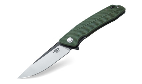 Bestech BTKG09B1 Spike, 3.50" Sandvick 12C27 Black/Satin Plain Blade, Green GRN Handle