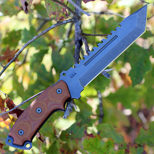 TOPS SE107DDC Steel Eagle Delta Class, 7.6" 1095 Tanto Blade, Tan Canvas Micarta Handle