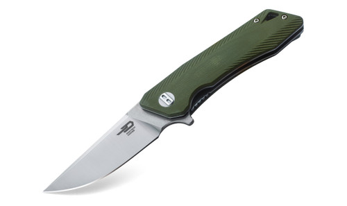 Bestech BTKG09B2 Spike, 3.50" Sandvick 12C27 Stonewash Plain Blade, Green GRN Handle