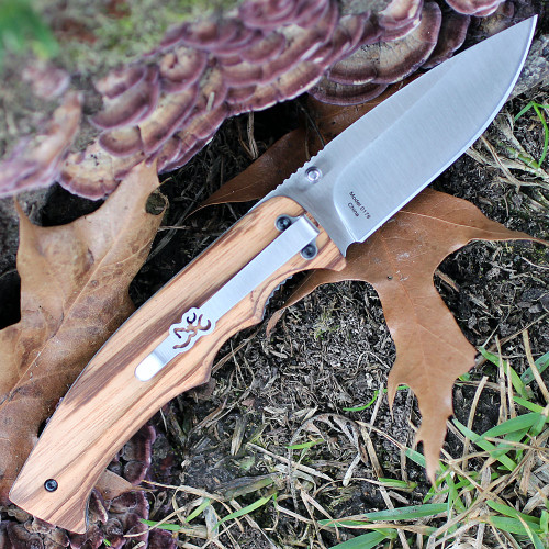 Browning Zebra Wood Linerlock, 3.25" Stainless Plain Blade, Zebra Wood Handle