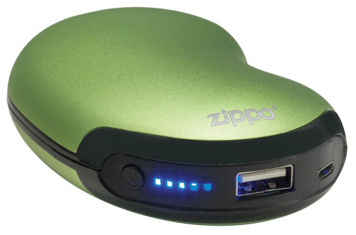 Zippo Z40485 Rechargeable Hand Warmer - Green, USB Power Bank, Adjustable Heat