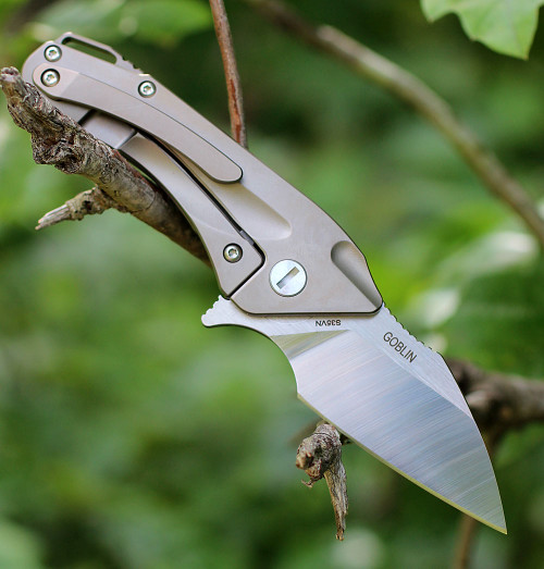 Bestech T1711A Goblin, 2" CPM-S35VN Plain Blade, Titanium Handle w/Carbon Fiber Inlay