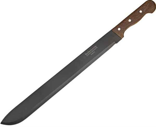 Linder LD449045 Heavy Duty Machete, 18" SS Plain Blade, Wood Handle, Black Nylon Sheath