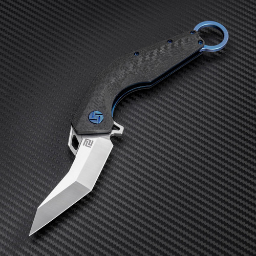 Artisan Cobra ATZ1811GBUS, 3.15" S35VN Plain Blade, Blue Carbon Fiber Handle