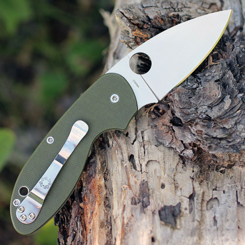 Spyderco C216GPGR EFFICIENT, Satin Plain Blade, Green G-10 Handle