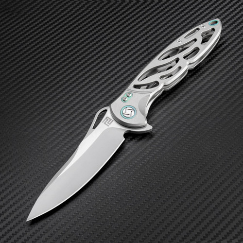 Artisan Dragonfly ATZ1801GGYS, 3.94" S35VN Plain Blade, Gray TC4 Titanium Handle