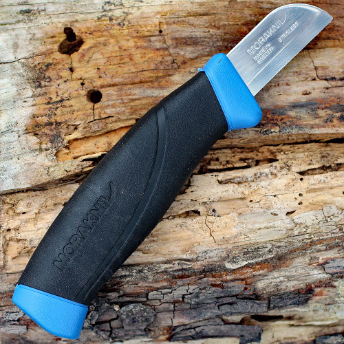 Morakniv 14099 Utility/Service Knife, 1.75" Stainless Plain Blade, Black/Blue Polypropylene Handle