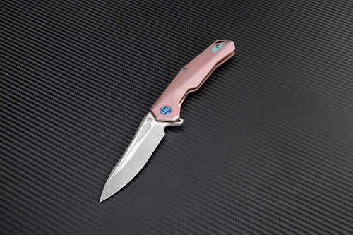 Artisan Zumwalt ATZ1808GREM, 3.78" M390 Plain Blade, Rose Titanium Handle
