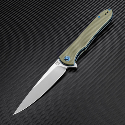 Artisan ATZ1707PGN Shark, 3.94" D2 Steel Plain Blade, Green G-10 Handle