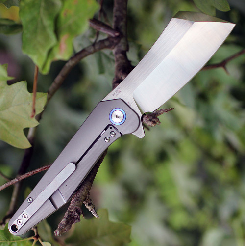 Artisan Osprey ATZ1803GGYM, 3.74" M390 Plain Blade, Gray TC4 Titanium Handle