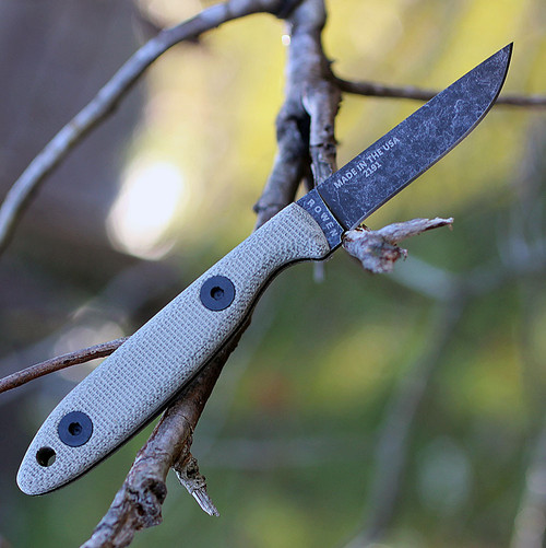 ESEE-CR2.5-BO Camp-Lore 6.25" Black Oxide Fixed Blade, 2.5" 1095 Flat Grind Blade, Micarta Handle, Leather Sheath