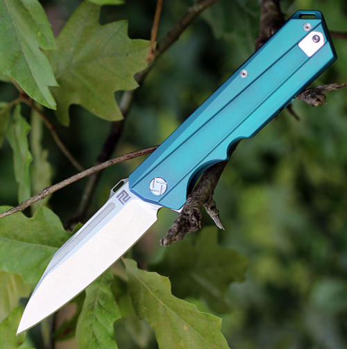 Artisan Littoral  ATZ1703GBU, 3.54 in. S35VN Plain Blade, Blue Titanium Handle