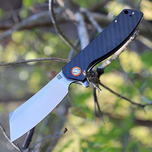 Artisan Tomahawk ATZ1815PCF, 3.75" D2 Plain Blade, Carbon Fiber Handle