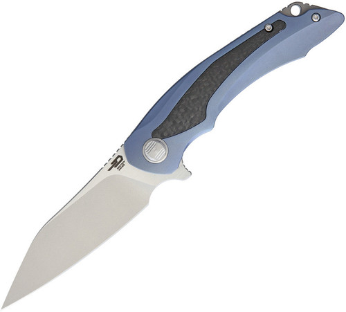 Bestech T1801A Pterodactyl, 3.6" CPM-S35VN Plain Blade, Blue Titanium/Carbon Fiber Handle
